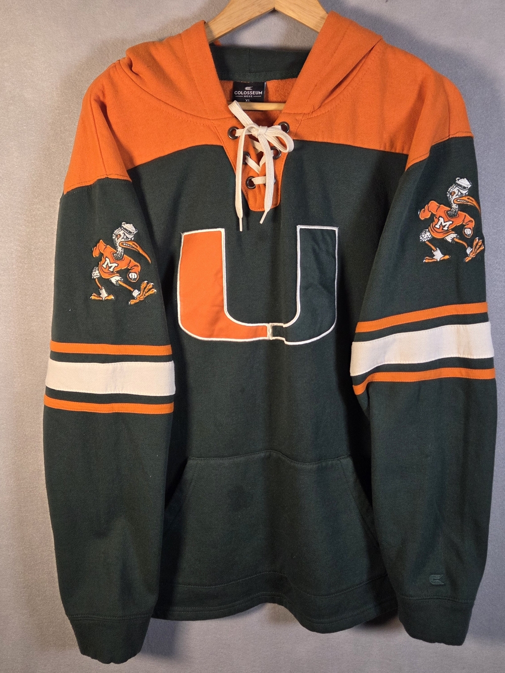 Colosseum Men's Green Miami Hurricanes 2.0 Lace-Up Hoodie (Q675)